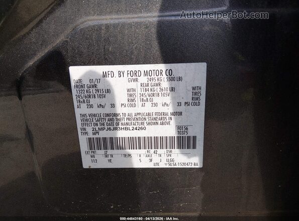 2LMPJ6JR3HBL24260 2017 LINCOLN MKX Серый Вид подкапотного пространства