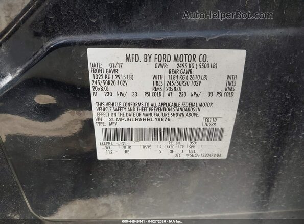 2LMPJ6LR5HBL18876 2017 LINCOLN MKX Black Vista del compartimento del motor