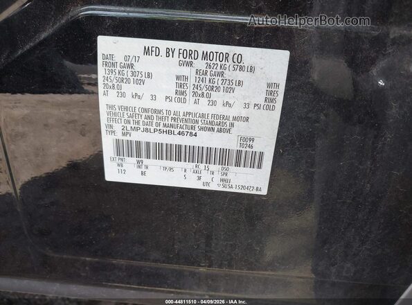 2LMPJ8LP5HBL46784 2017 LINCOLN MKX Black Widok komory silnika