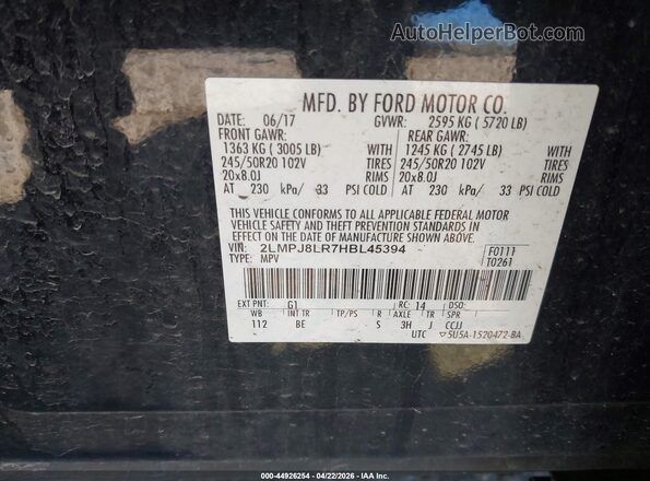 2LMPJ8LR7HBL45394 2017 LINCOLN MKX Black Engine compartment view