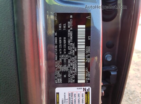 2T2BAMCAXPC007566 2023 LEXUS RX Gray VIN კოდის სტიკერის ხედი