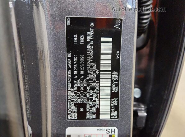 2T2GKCEZ2TC062071 2026 LEXUS NX Серый Вид наклейки с VIN-кодом