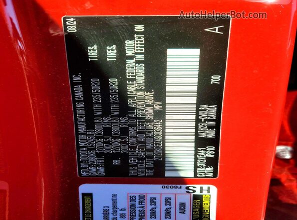 2T2GKCEZ4SC036442 2025 LEXUS NX Red Widok naklejki z numerem VIN