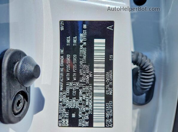 2T2HGMDA2NC075641 2022 LEXUS RX Белый Панорамный вид салона 360°