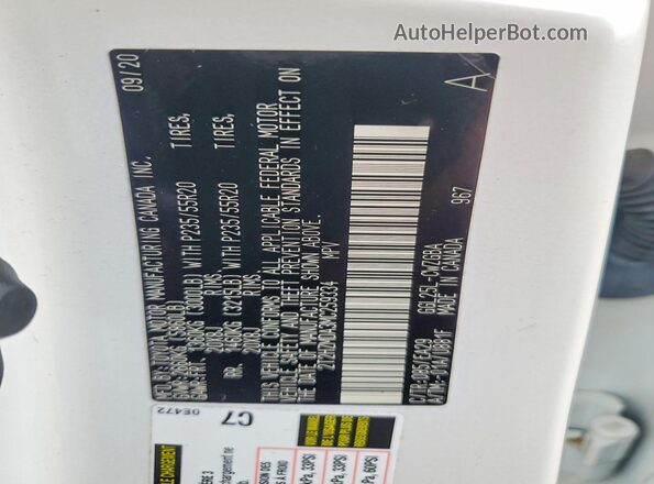 2T2HZMDA3MC259334 2021 LEXUS RX White Widok wnętrza 360 stopni
