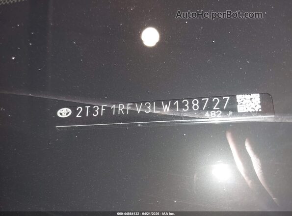 2T3F1RFV3LW138727 2020 TOYOTA LE Серебряный Вид подкапотного пространства