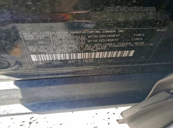 2T3H1RFV2PC228113 2023 TOYOTA LE Black Widok naklejki z numerem VIN