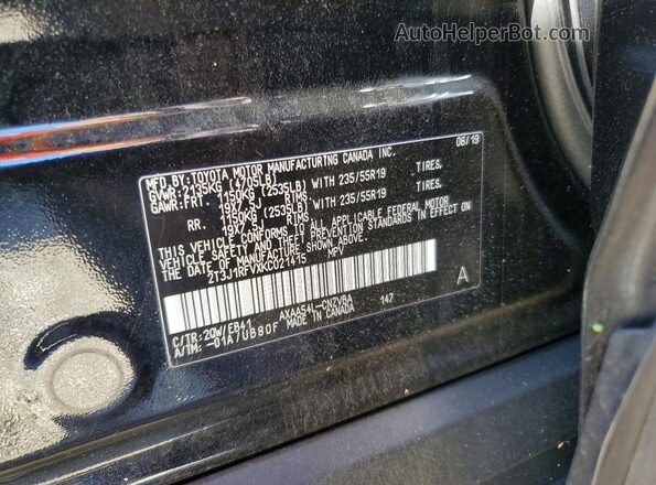 2T3J1RFVXKC021415 2019 TOYOTA RAV4 Черный Вид наклейки с VIN-кодом