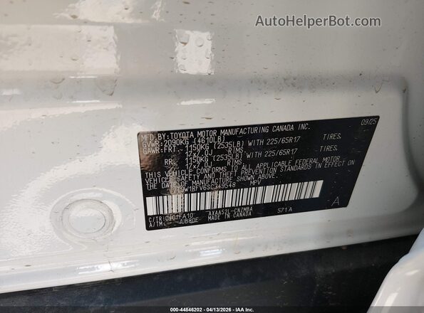 2T3W1RFV6SC349548 2025 TOYOTA LE Белый Вид подкапотного пространства