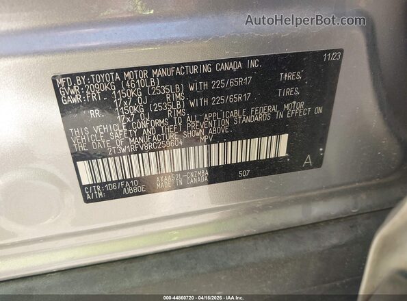 2T3W1RFV8RC259604 2024 TOYOTA LE Silver Widok komory silnika