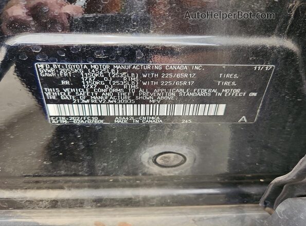 2T3WFREV2JW430935 2018 TOYOTA LE Black Widok komory silnika