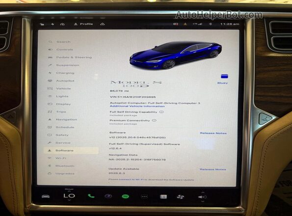 5YJSA1E21HF209895 2017 TESLA MODEL S Синий Вид щитка приборов
