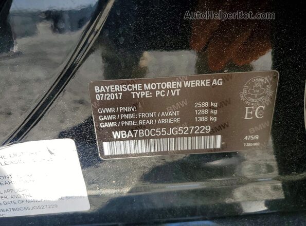 WBA7B0C55JG527229 2018 BMW OTHER Black Widok naklejki z numerem VIN