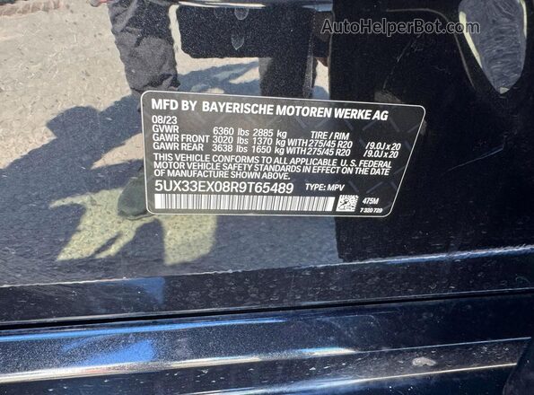 5UX33EX08R9T65489 2024 BMW X6 Черный Вид задней части салона