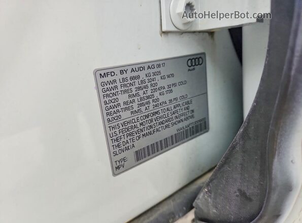WA1LAAF77JD010033 2018 AUDI Q7 White Widok wnętrza 360 stopni