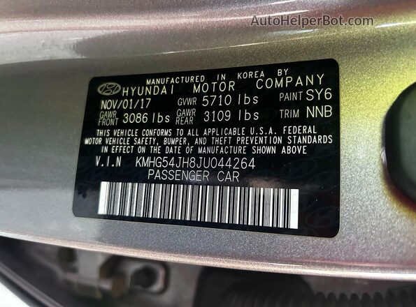 KMHG54JH8JU044264 2018 GENESIS G90 Gray Вид задньої частини салону