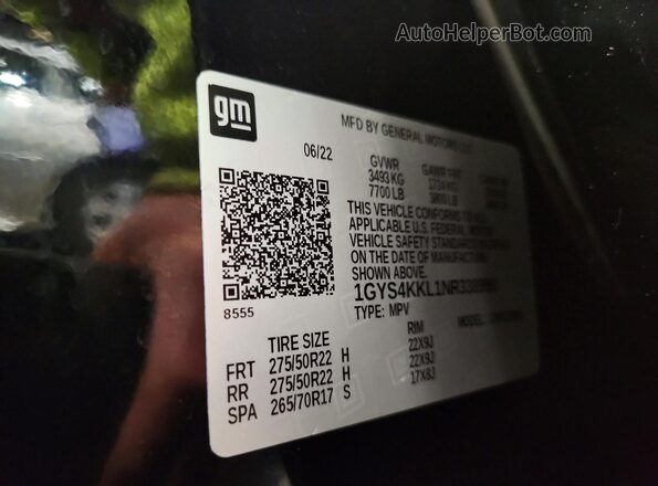 1GYS4KKL1NR338990 2022 CADILLAC ESCALADE Черный Панорамный вид салона 360°