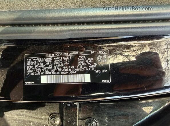 YV4A22PL3J1209333 2018 VOLVO XC90 Black Vista de los asientos traseros
