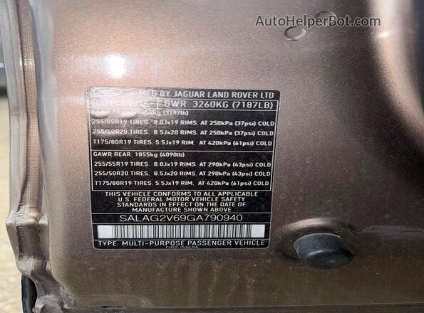 SALAG2V69GA790940 2016 LAND ROVER LR4 Коричневый Вид задней части салона
