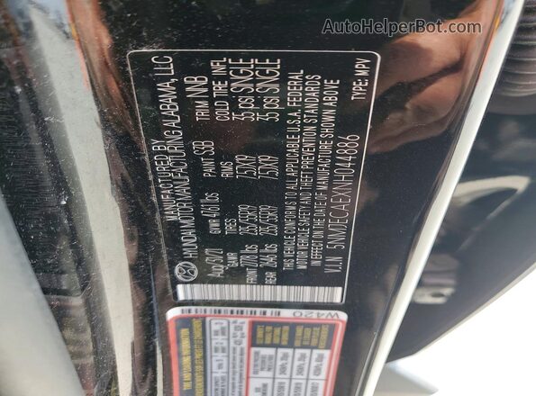 5NMJECAEXNH044886 2022 HYUNDAI TUCSON Black Панорамний вид салону 360°