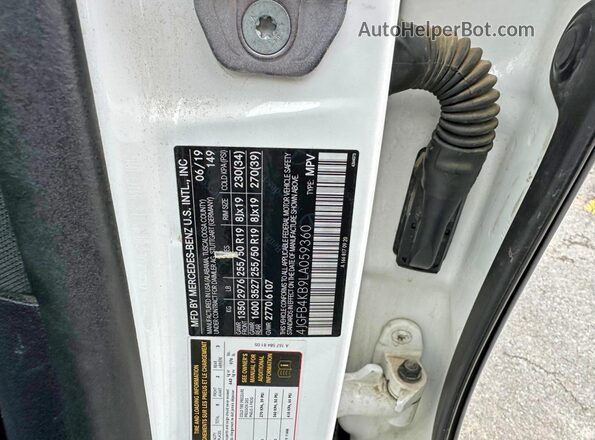4JGFB4KB9LA059360 2020 MERCEDES-BENZ GLE White Вид задньої частини салону