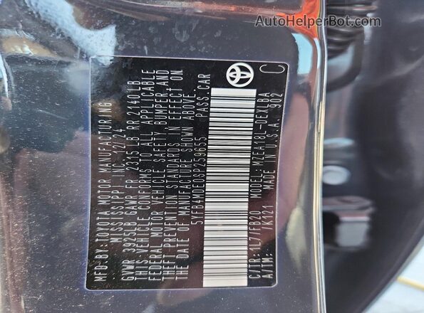 5YFB4MDE0SP259655 2025 TOYOTA LL Black Vista de la etiqueta del VIN
