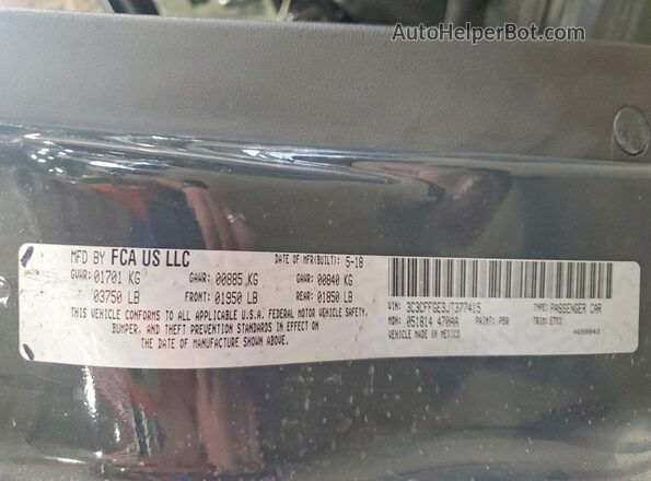 3C3CFFGE3JT377415 2018 FIAT 500 Серый Вид наклейки с VIN-кодом