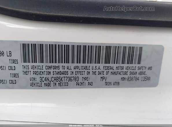 3C4NJCAB5KT736703 2019 JEEP COMPASS White Vista del compartimento del motor