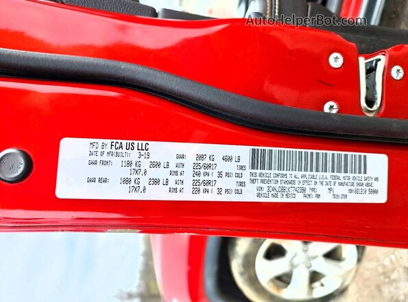 3C4NJDBB1KT742390 2019 JEEP COMPASS Red სალონის 360-გრადუსიანი ხედი