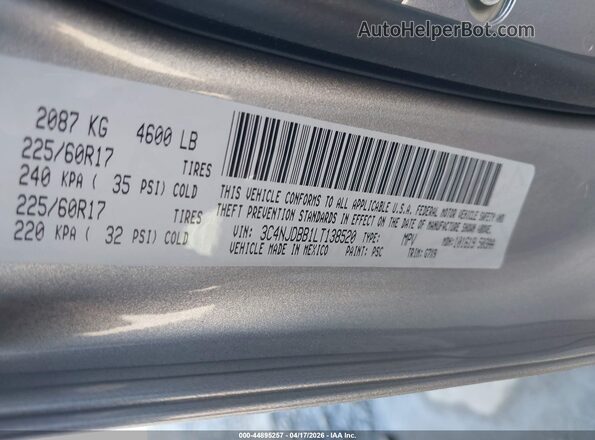 3C4NJDBB1LT138520 2020 JEEP COMPASS Серый Вид подкапотного пространства