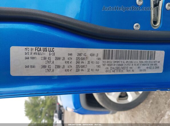 3C4NJDBB5JT455715 2018 JEEP COMPASS Blue Vista del compartimento del motor