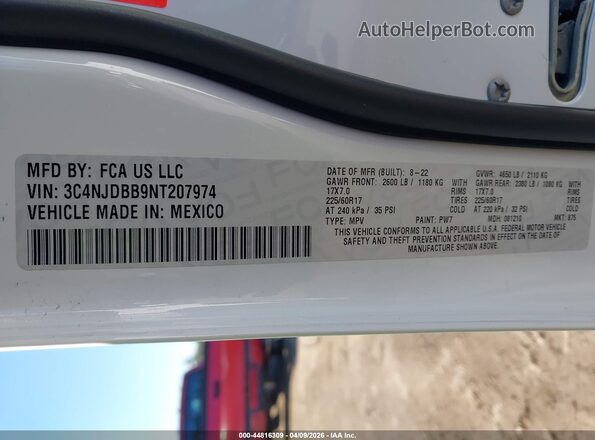 3C4NJDBB9NT207974 2022 JEEP COMPASS Белый Вид подкапотного пространства