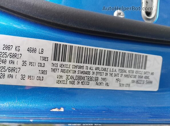 3C4NJDBBXKT836168 2019 JEEP COMPASS Синий Вид подкапотного пространства