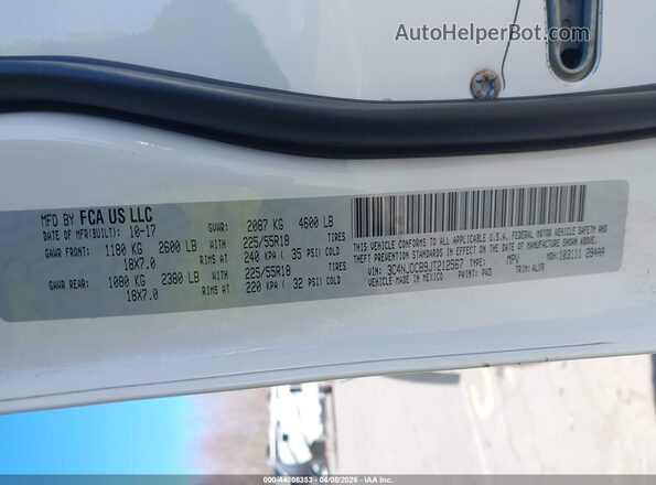 3C4NJDCB9JT212567 2018 JEEP COMPASS Белый Вид подкапотного пространства