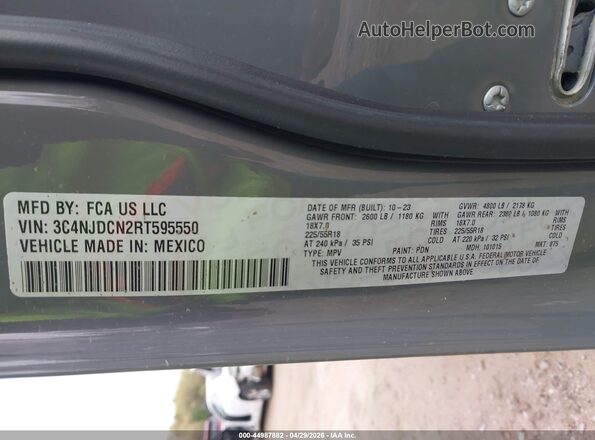 3C4NJDCN2RT595550 2024 JEEP COMPASS Gray Widok komory silnika