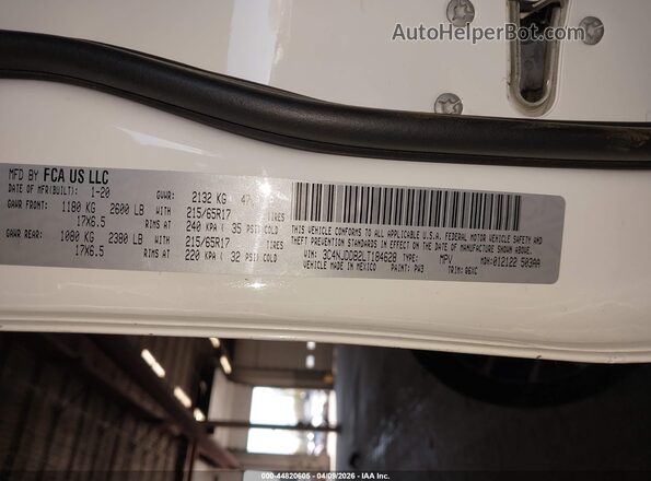 3C4NJDDB2LT184628 2020 JEEP COMPASS Белый Вид подкапотного пространства