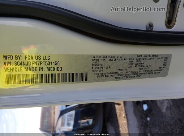 3C4NJDFN7PT531156 2023 JEEP COMPASS Белый Вид подкапотного пространства