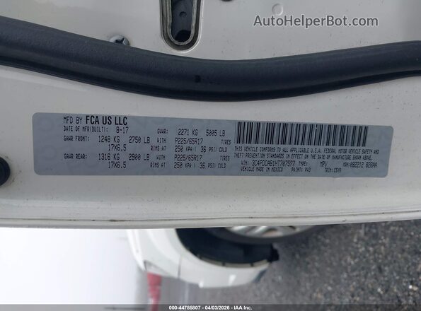3C4PDCAB1HT707577 2017 DODGE JOURNEY White Vista del compartimento del motor