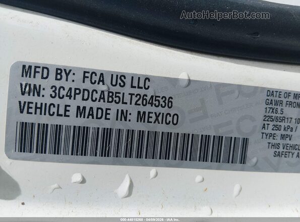 3C4PDCAB5LT264536 2020 DODGE JOURNEY White Շարժիչի բաժամունքի տեսք