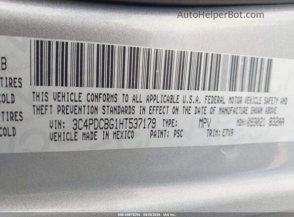 3C4PDCBG1HT537179 2017 DODGE JOURNEY Silver Շարժիչի բաժամունքի տեսք