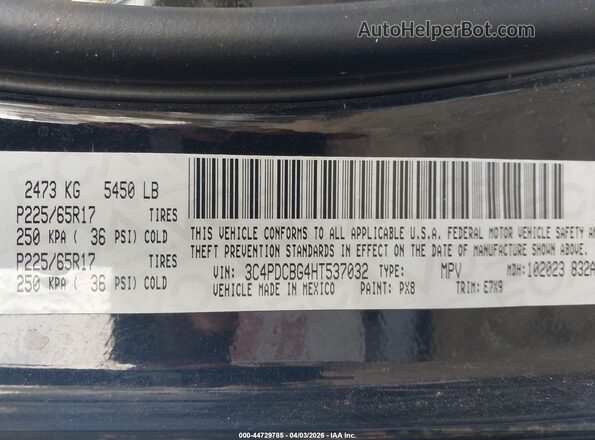 3C4PDCBG4HT537032 2017 DODGE JOURNEY Black Շարժիչի բաժամունքի տեսք