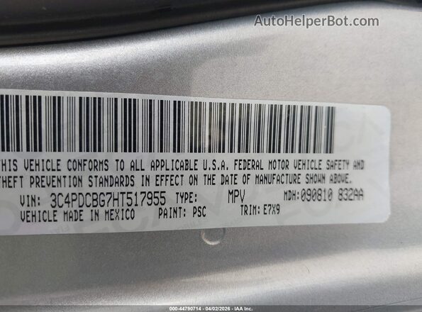 3C4PDCBG7HT517955 2017 DODGE JOURNEY Silver Vista del compartimento del motor