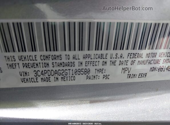 3C4PDDAG2GT109580 2016 DODGE JOURNEY Серый Вид подкапотного пространства