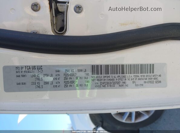 3C4PDDBG3HT697697 2017 DODGE JOURNEY Белый Вид подкапотного пространства