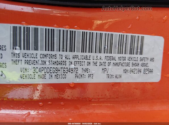3C4PDDEG9HT634972 2017 DODGE JOURNEY Orange Вид підкапотного простору