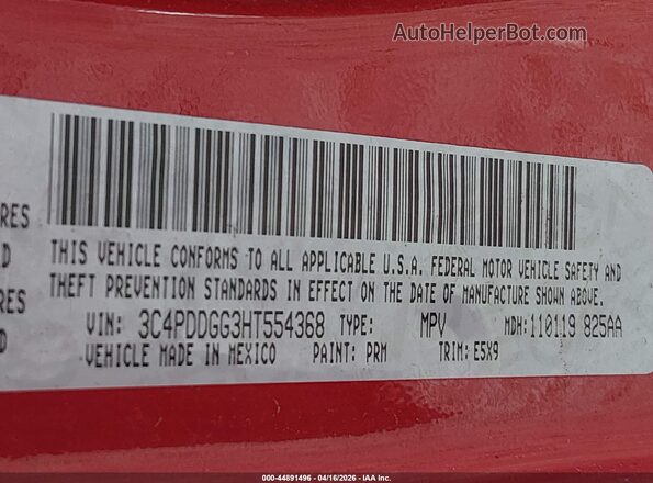 3C4PDDGG3HT554368 2017 DODGE JOURNEY Red Widok komory silnika