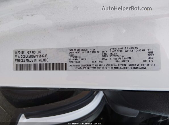 3C6LRVDG9PE583233 2023 RAM PROMASTER 2500 White Engine compartment view
