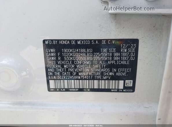 3CZRZ2H58RM754017 2024 HONDA HR-V Белый Вид подкапотного пространства
