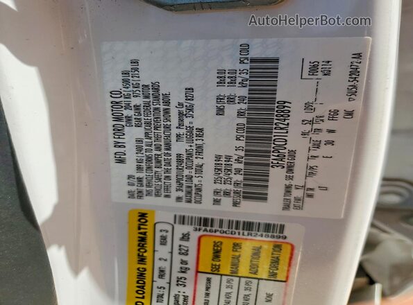 3FA6P0CD1LR248899 2020 FORD FUSION Белый Вид наклейки с VIN-кодом