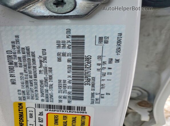 3FA6P0T97LR256985 2020 FORD FUSION Белый Вид подкапотного пространства
